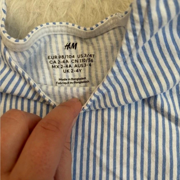 H&M Blue and White Pinstriped Ruffle Sleeve Sundress - Picture 2 of 3